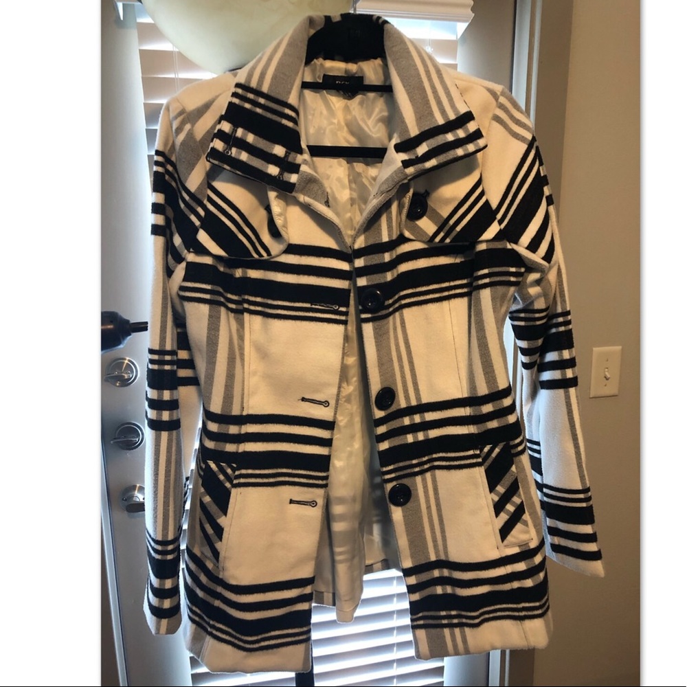 Black and white peacoat